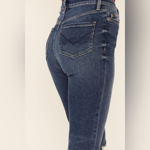 Idyllwind Straight Leg Distressed Jeans in Going Places Dark Medium Wash Size 8 - Picture 9 of 15